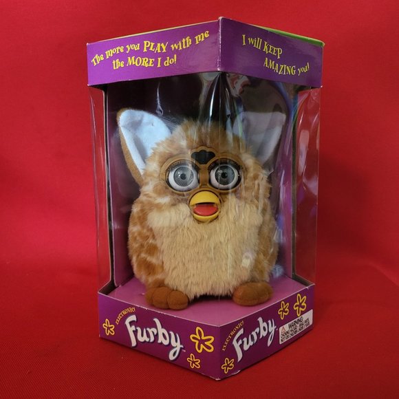 Electronic Furby Tiger Toy Tan Body White Stripes Beige Tummy White Inside Ears - Picture 11 of 13